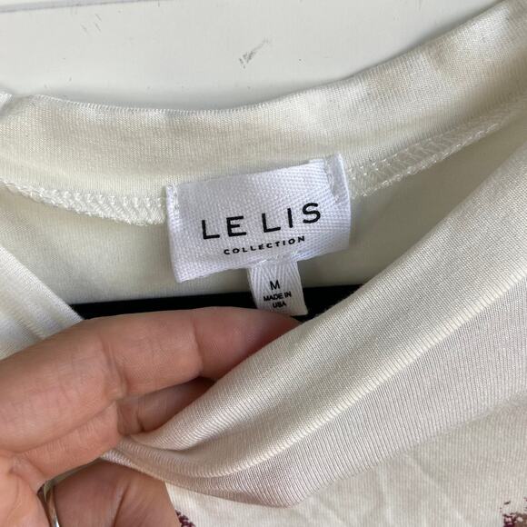 Le Lis L Rock Roll Repeat Graphic Band Tee Short Sleeve Crew Neck Slouchy Tshirt - Picture 5 of 8